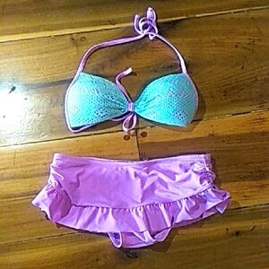 Turquoise and Pink Bikini Set